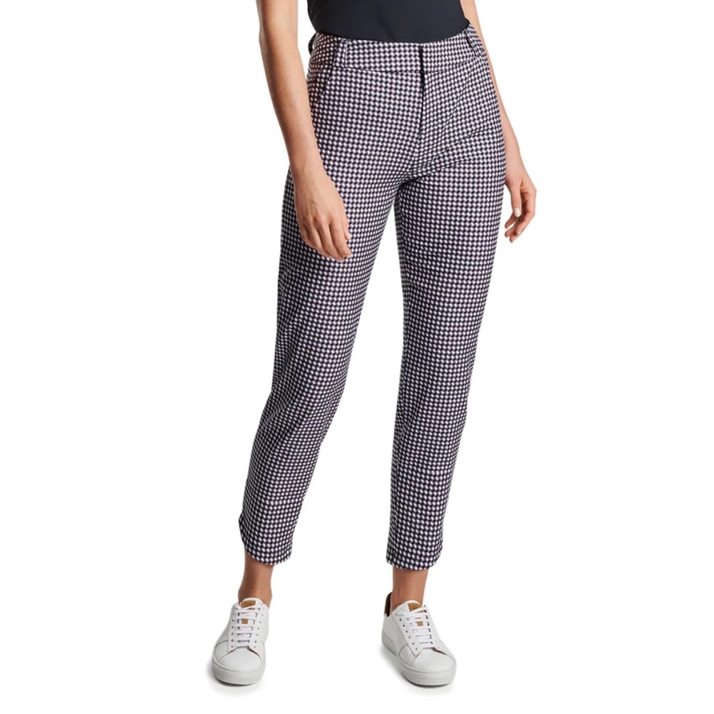 NWT Peter Millar Surge Gingham Performance Ankle Golf Pants - Black, Size 2